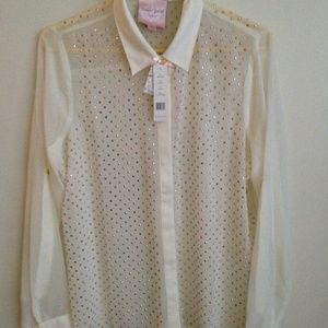 Romeo and Juliet Couture Ivory Chiffon Blouse NWT